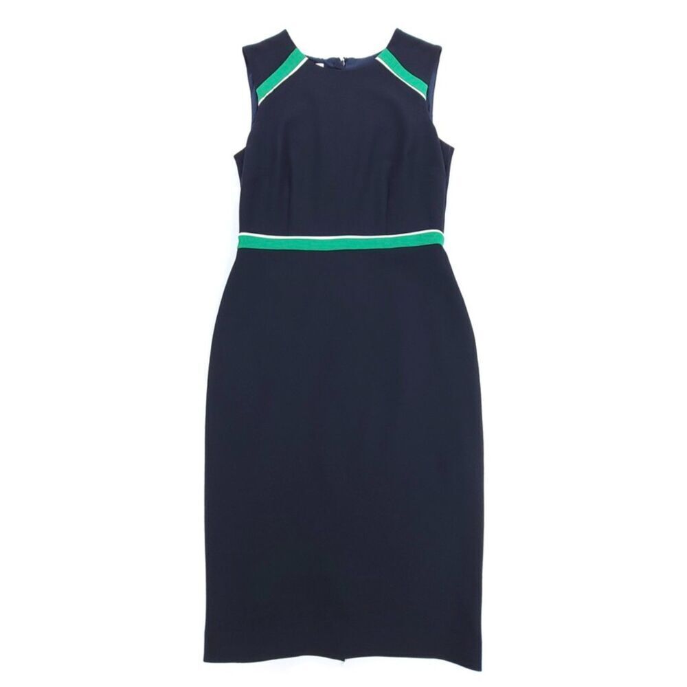 HOBBS London Aman Striped Sheath Dress Navy Blue 4 Career Business Modest Preppy